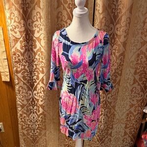 Lilly Pulitzer Scoop Neck Dress in Pink & Blue